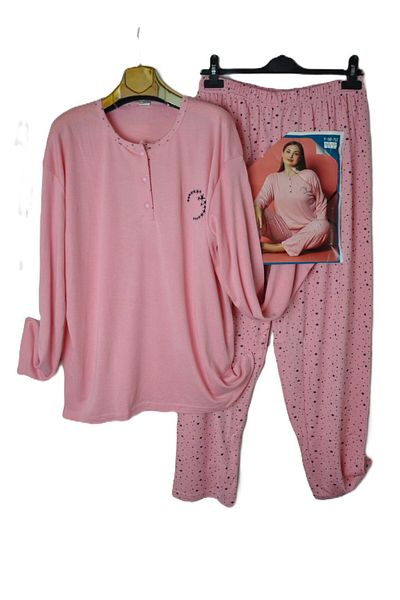 elma abone New Season Plus Size Combed Cotton Pajama Set