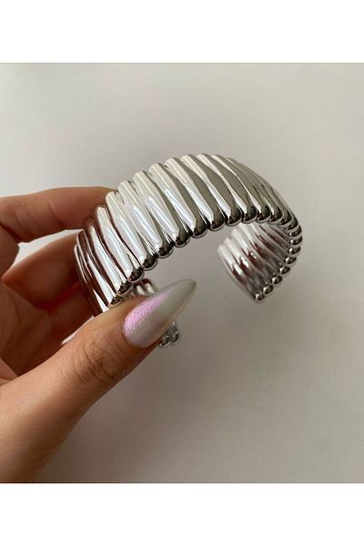 shop Women's Silver Bracelet Wide Chunky Stylish
