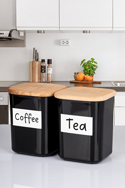 naturelove 2-Piece Wooden Vacuum Lid Square Acrylic Tea Coffee Food Storage C...