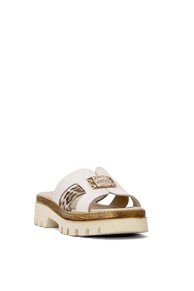 Ayakkabı Fuarı Elit Dk523-010 Women's Genuine Leather Flat Slippers in Beige