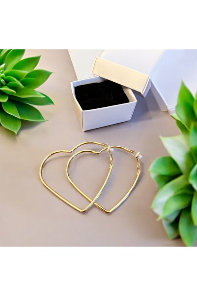 1PARÇAMAVİ Kalpli halka klipsli kadın küpesi - deliksiz