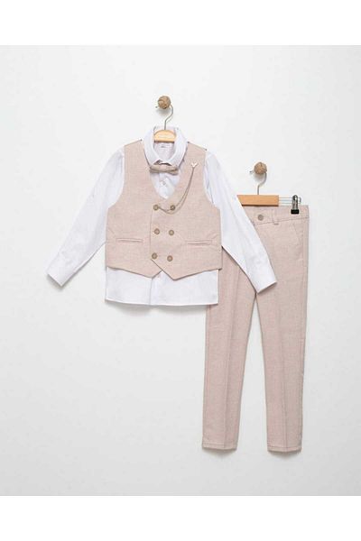 neocotton 4 Piece Kids Shirt Pants Set with Bow Tie and Vest