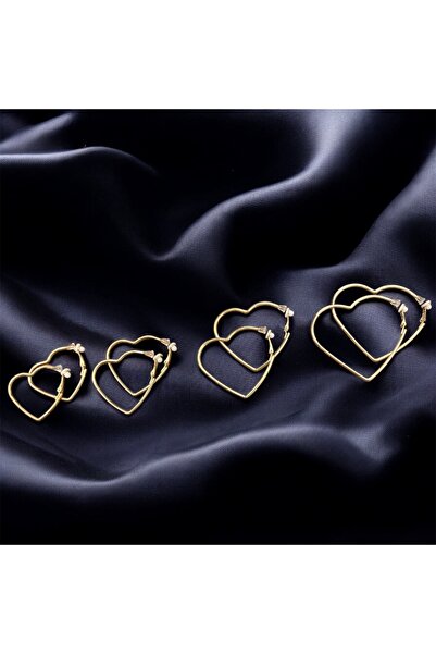 1PARÇAMAVİ Kalpli halka klipsli kadın küpesi - deliksiz