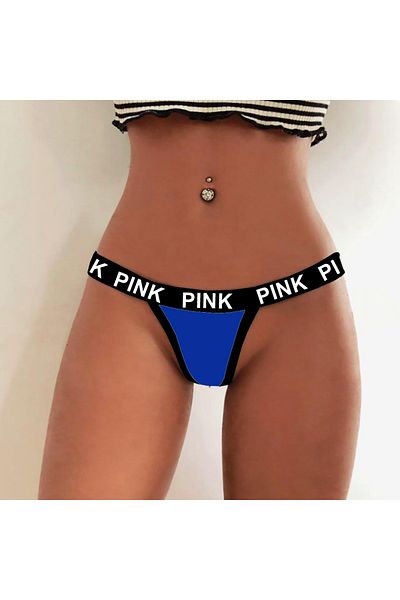 Secret Passion Lingerie Bandă elastică imprimată în talie, tanga albastră din material elastic