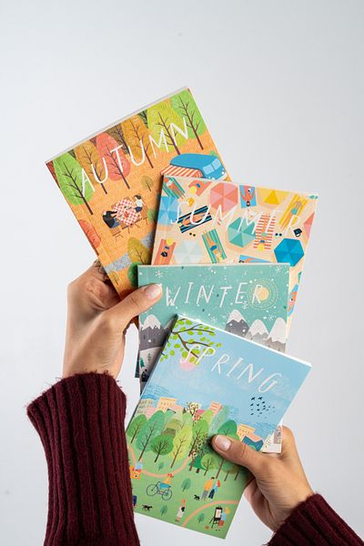 Fly Notes 13X20 cm 64 Pages Unlined School Notebook Set - Memory, Note, Seasons Series
