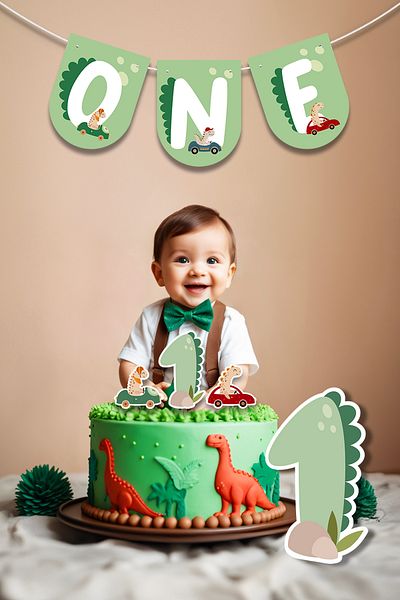 Niksy Design Racer Dinosaurs Themed One Mini Party Ornament Set