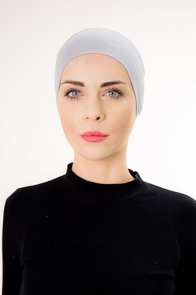 Şalcenneti.com Practical Gray Color Bonnet with Snap-On Front Seamless
