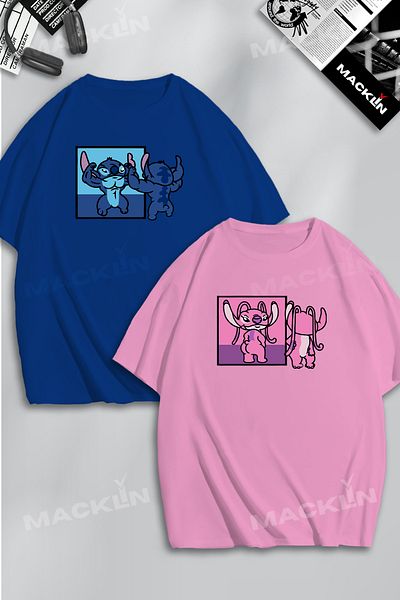 macklin Dear & Friend 2 Oversize T-Shirt Set Stitch and Angel Gym Design