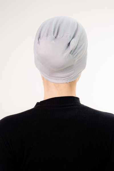 Şalcenneti.com Practical Gray Color Bonnet with Snap-On Front Seamless