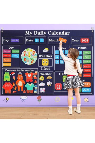 choice2 تقويمي اليومي، مزرعة، لوحة قصصية من اللباد للأطفال الصغار، أدوات تعلي...