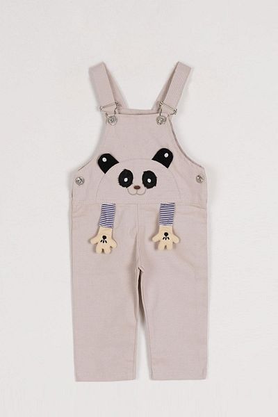 zepkids Square Collar Zero Sleeve Kopek Printed Paw Detailed Buttoned Beige Colored Boy's Slippers