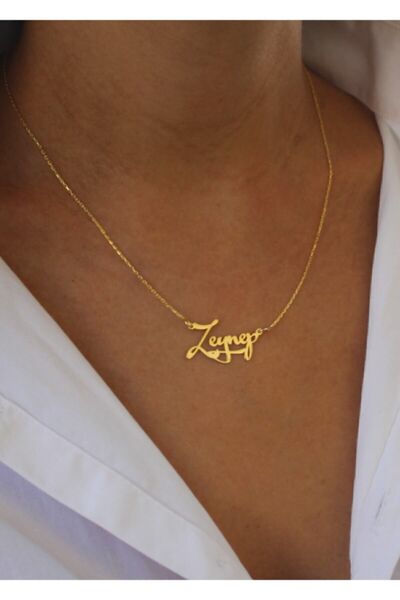 Genel Markalar 925 Ayar Gümüş Kaplama 18 Ayar Altın Kaplama Zeynep Yazılı Altın Renk Isimli Kolye