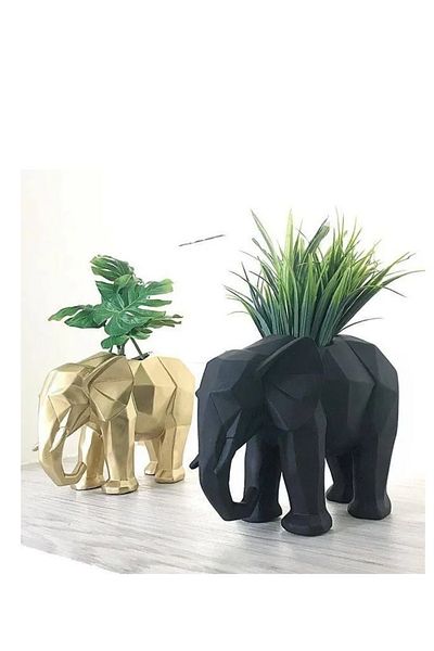 3D Brothers Elephant Vase with Modern Polygonal Design