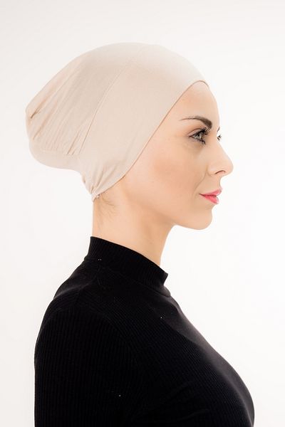 Şalcenneti.com Practical Stone Color Bonnet with Snap-On Front Seamless