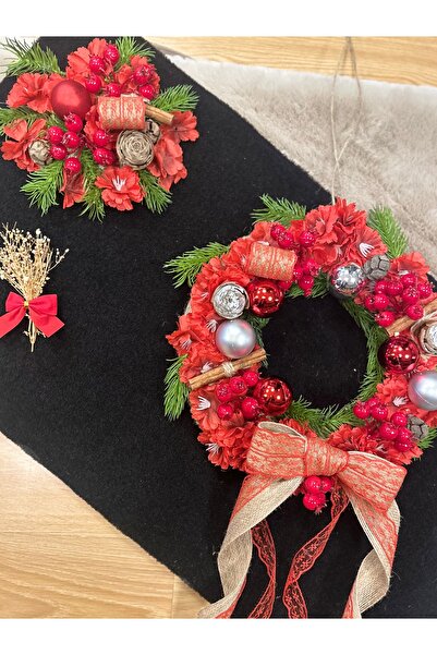 Marrone Kırmızı Bahar Dalları Kokinalı Tarçın Kapı Süsü