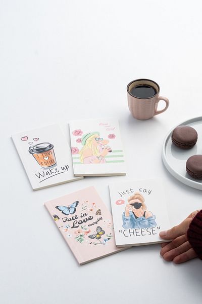 Fly Notes 13X20 cm 64 Pages 4-Piece Coffee Series School Notebook Set