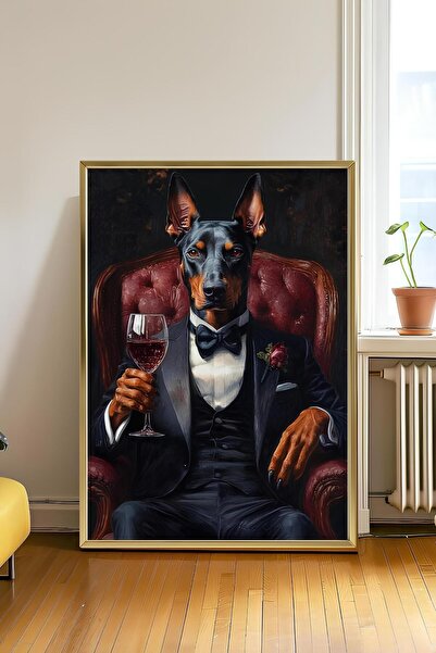 HandMadeBuy Smokin Köpek Çerçevesiz Poster, Doberman Posteri, Tablo Ölçülerinde Çerçevesiz Poster