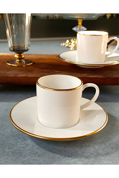 REGNA HOME Fine Living Sena 4 Piece 2-Person Gilded Porcelain Coffee Set