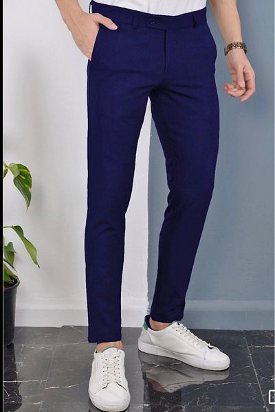 DOPPİO'N DENİM Men's Navy Blue Slim Fit Flexible Lycra Fabric Trousers