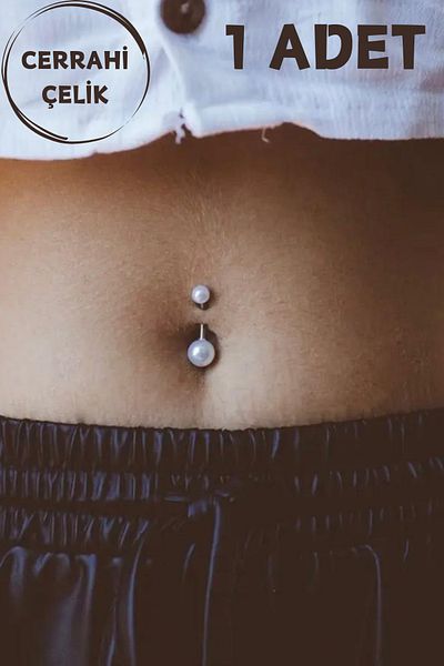 Blisse Piercing Women's Silver Surgical Steel Pearl Rhinestone Belly Navel Piercing