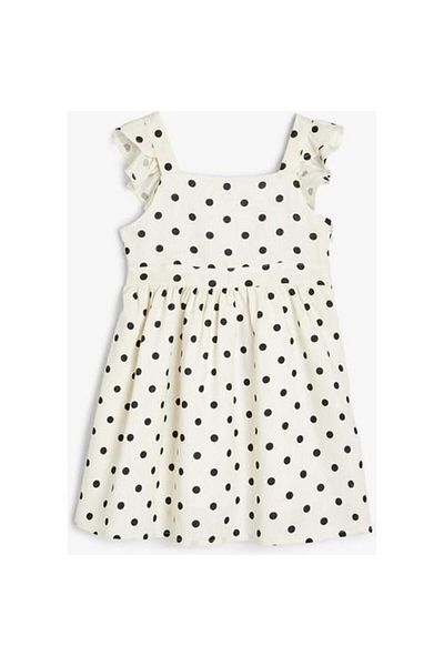 Koton Baby Mädchen Leinenkleid mit Hosenträgern und Rüschen, quadratischer Ausschnitt