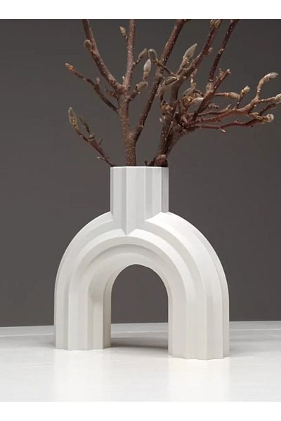 3D Brothers White Arched Greek Decorative Vase Suitable for Home/Office Decore