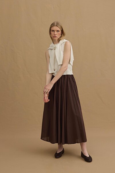 Fahhar Brown Layered Skirt - Gode Detailed