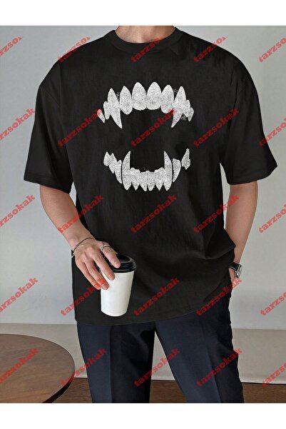 Tarzsokak Tricou unisex Teeth Negru