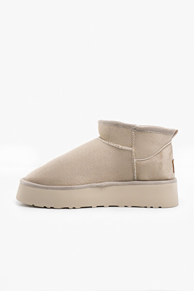 Shupe Kadın Bej Kalın Taban Süet Bot Platform Topuklu Içi Kürklü Model Bot & Bootie