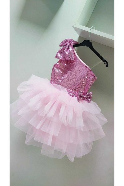 babysmile One Shoulder Pink Girl Dress