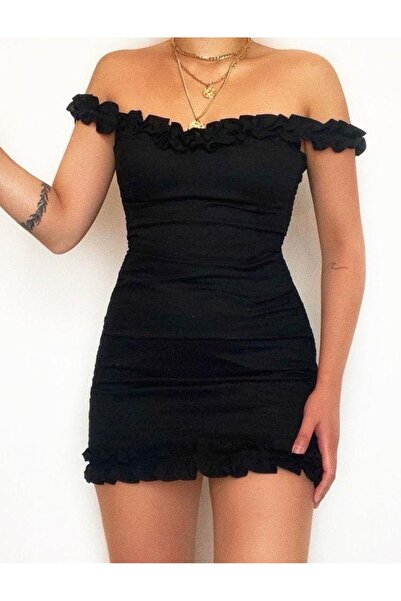 f-maskfashion ROCHIE NEGRA DETALIE FĂRĂ BRETELE