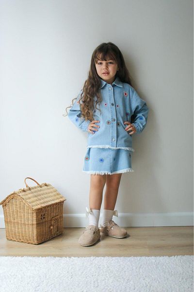 KOKOŞ BEBEK Floral Denim Skirt Suit |   Between 4/5 Years