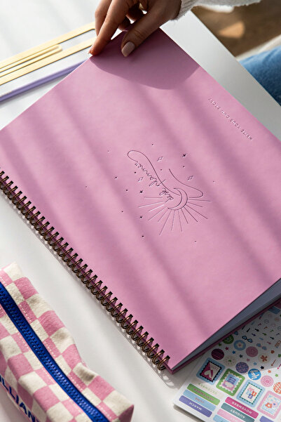 PAPERORA Süresiz Haftalık Spiralli Masaüstü Planlayıcı 24x34 cm - Desk Planner Pembe