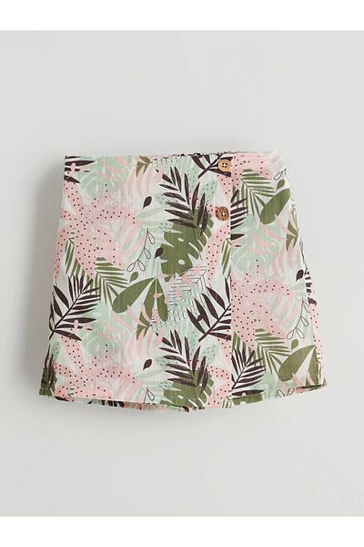 LC Waikiki Lcw Eco Green Girls' Shorts Skirt with Elastic Waist