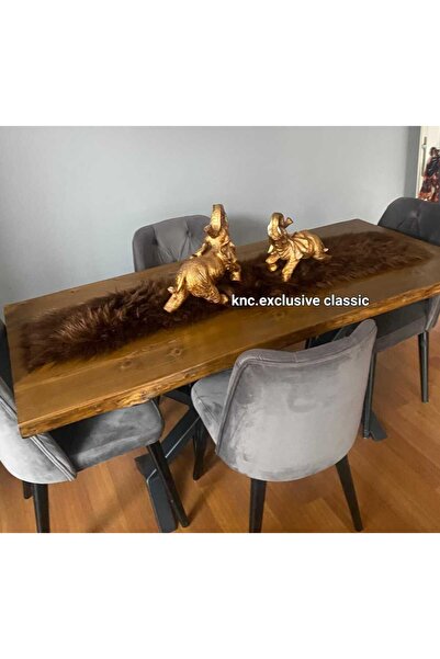 KNC EXCLUSİVE CLASSİC Runner Brown Fur Plush Table Cloth Stylish Decorative Luxury Elegant Modern Decorative Runner