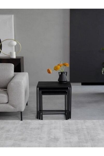 Doffo Black Steel Metal Saclı Zigon Sehpa