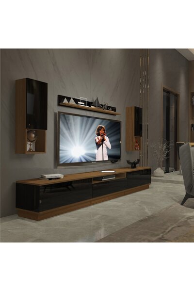 Decoraktiv Trendstyle 270das Mdf Tv Ünitesi Tv Sehpası - Ceviz - Siyah