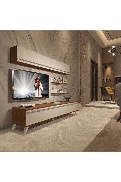 Decoraktiv Eko 5 Mdf Std Retro Tv Ünitesi Tv Sehpası - Ceviz - Beyaz