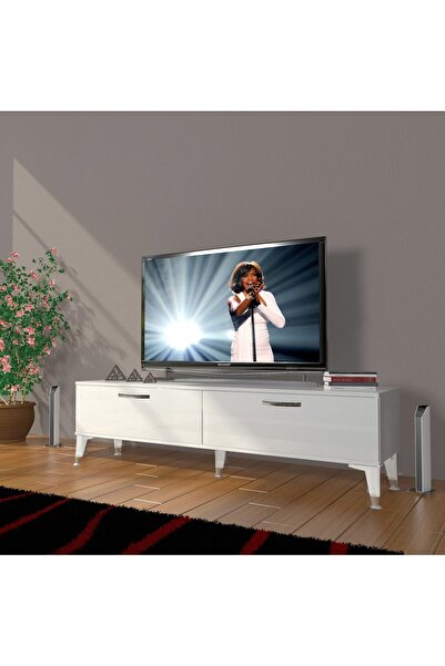 Decoraktiv Eko 140 Slm Std Silver Tv Ünitesi Tv Sehpası - Parlak Beyaz
