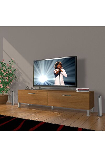 Decoraktiv Eko 140 Slm Std Krom Ayaklı Tv Ünitesi Tv Sehpası - Naturel Ceviz