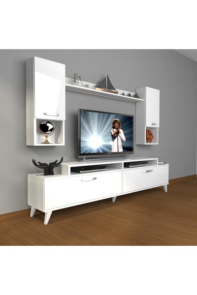 Decoraktiv Ekoflex 5da Slm Retro Tv Ünitesi Tv Sehpası - Parlak Beyaz