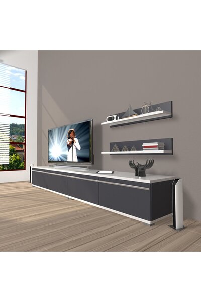 Decoraktiv Eko 200t Mdf Tv Ünitesi Tv Sehpası - Beyaz - Antrasit