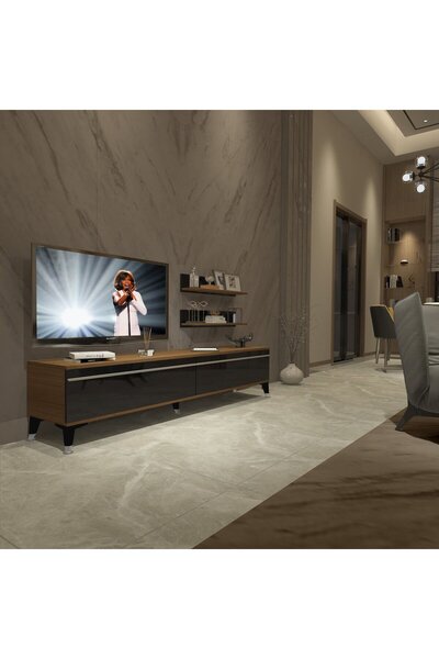Decoraktiv Eko 4 Mdf Std Silver Tv Ünitesi Tv Sehpası - Ceviz - Siyah
