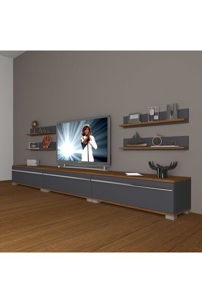 Decoraktiv Eko 270r Mdf Tv Ünitesi Tv Sehpası - Ceviz - Antrasit