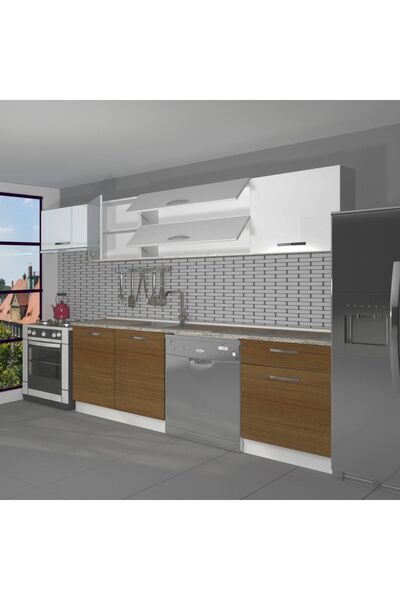 Decoraktiv Elite 280y Mdf Hazır Mutfak Dolabı - Ceviz - Beyaz