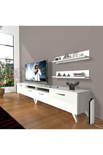 Decoraktiv Eko 220r Mdf Retro Tv Ünitesi Tv Sehpası - Parlak Beyaz