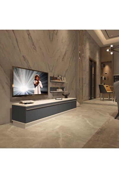 Decoraktiv Eko 4b Mdf Std Tv Ünitesi Tv Sehpası - Beyaz - Antrasit