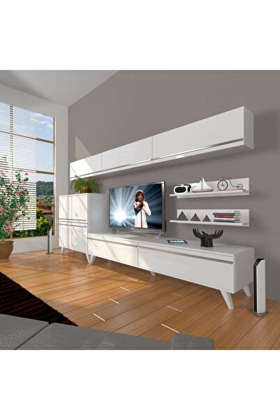 Decoraktiv Eko 8 Mdf Dvd Retro Tv Ünitesi Tv Sehpası - Parlak Beyaz