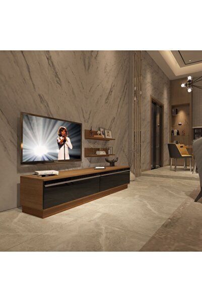 Decoraktiv Eko 4b Mdf Std Tv Ünitesi Tv Sehpası - Ceviz - Siyah