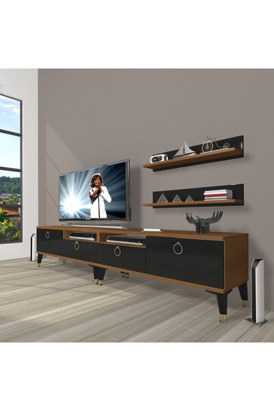 Decoraktiv Eko 200r Mdf Gold Tv Ünitesi Tv Sehpası - Ceviz - Siyah